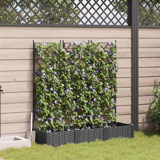 vidaXL Garden Planter 3 pcs Black 120 x 40 x 125.5 cm PP