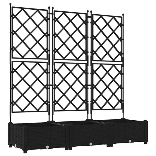 vidaXL Garden Planter 3 pcs Black 120 x 40 x 125.5 cm PP