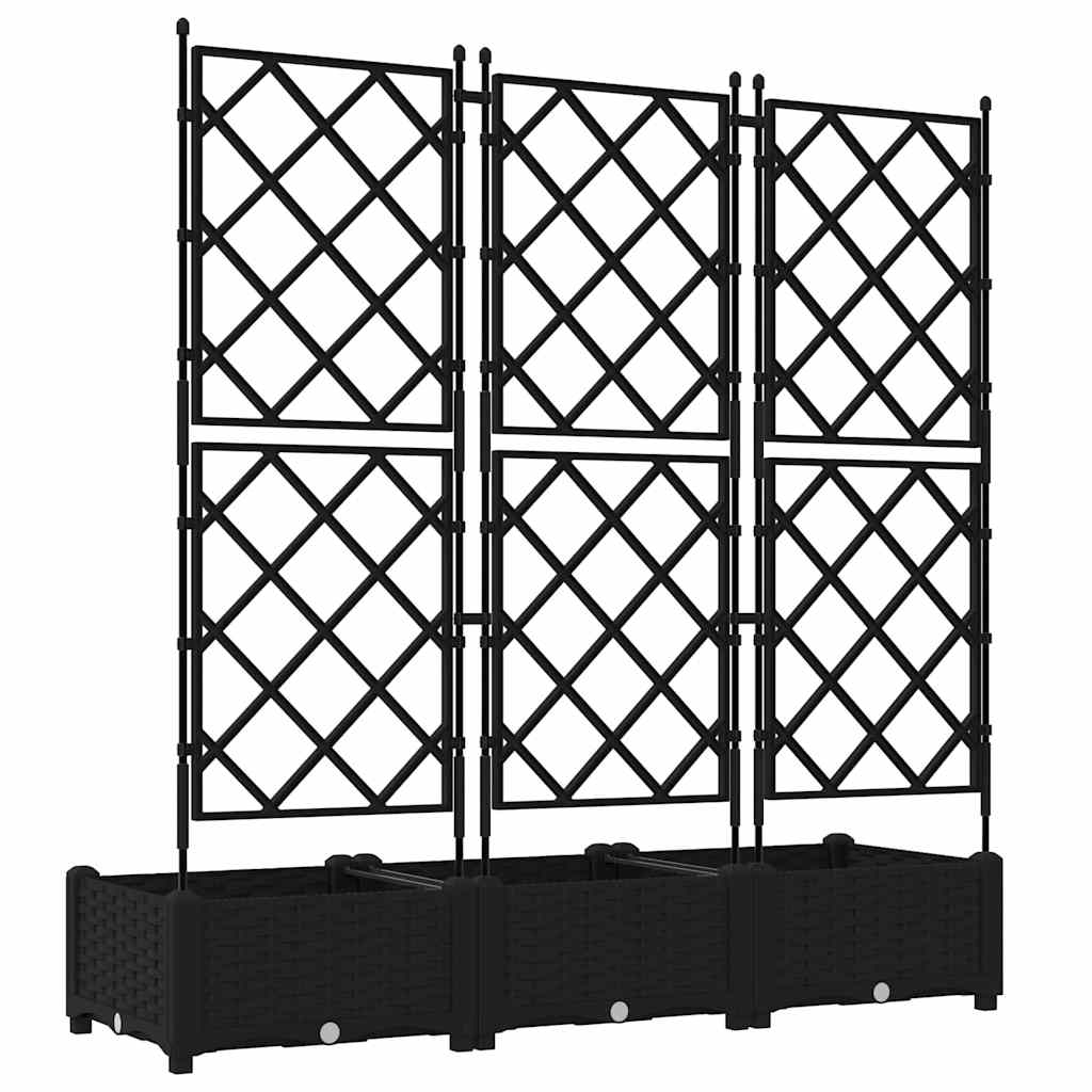 vidaXL Garden Planter 3 pcs Black 120 x 40 x 125.5 cm PP
