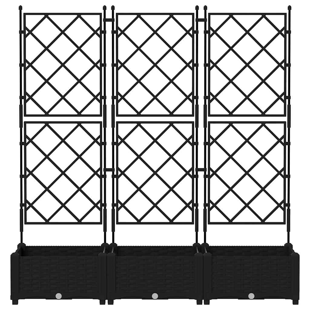 vidaXL Garden Planter 3 pcs Black 120 x 40 x 125.5 cm PP