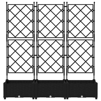 vidaXL Garden Planter 3 pcs Black 120 x 40 x 125.5 cm PP