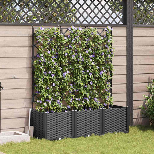 vidaXL Garden Planter 3 pcs Black 120 x 40 x 143 cm PP