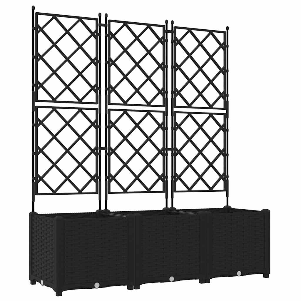 vidaXL Garden Planter 3 pcs Black 120 x 40 x 143 cm PP