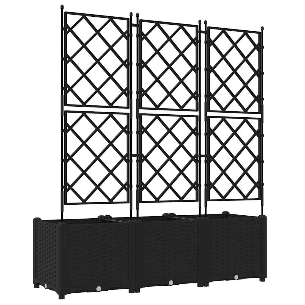 vidaXL Garden Planter 3 pcs Black 120 x 40 x 143 cm PP