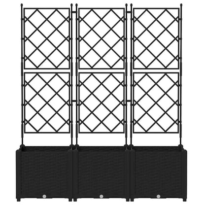 vidaXL Garden Planter 3 pcs Black 120 x 40 x 143 cm PP