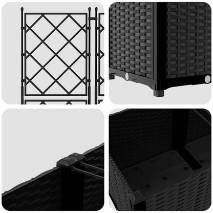 vidaXL Garden Planter 3 pcs Black 80 x 80 x 143 cm PP