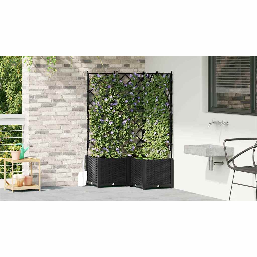 vidaXL Garden Planter 3 pcs Black 80 x 80 x 143 cm PP