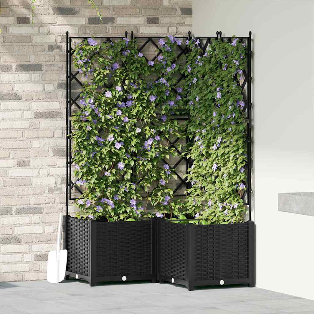 vidaXL Garden Planter 3 pcs Black 80 x 80 x 143 cm PP