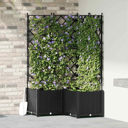 vidaXL Garden Planter 3 pcs Black 80 x 80 x 143 cm PP