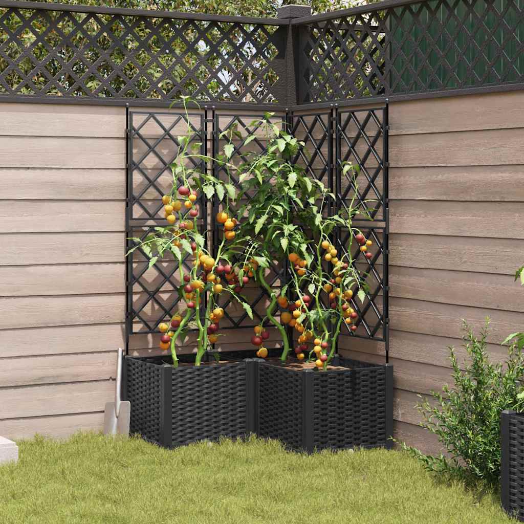 vidaXL Garden Planter 3 pcs Black 80 x 80 x 143 cm PP