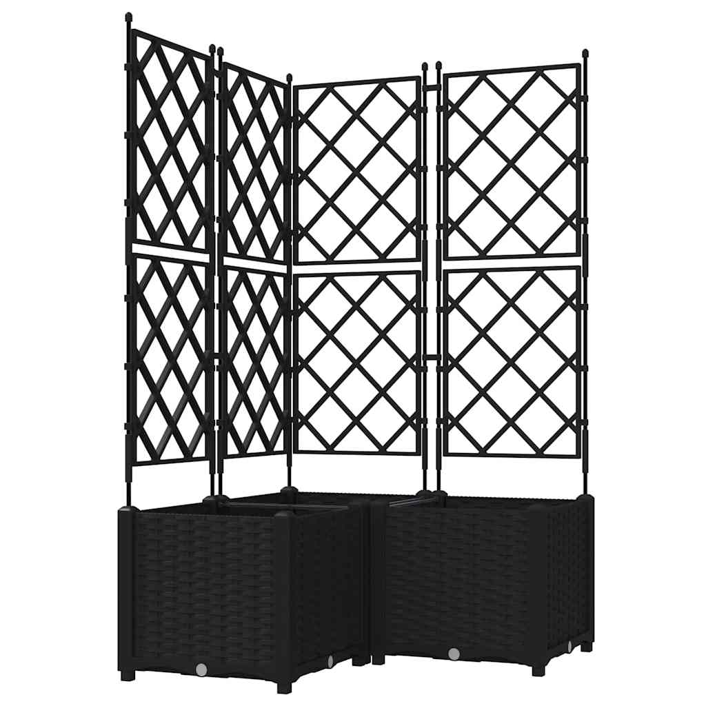 vidaXL Garden Planter 3 pcs Black 80 x 80 x 143 cm PP