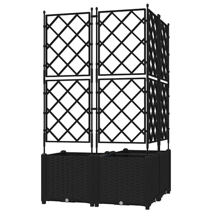 vidaXL Garden Planter 3 pcs Black 80 x 80 x 143 cm PP