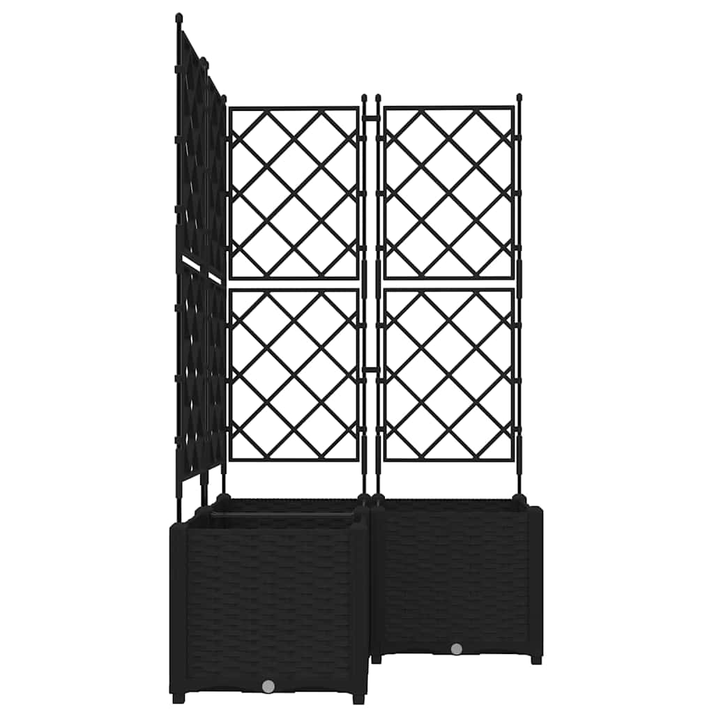 vidaXL Garden Planter 3 pcs Black 80 x 80 x 143 cm PP