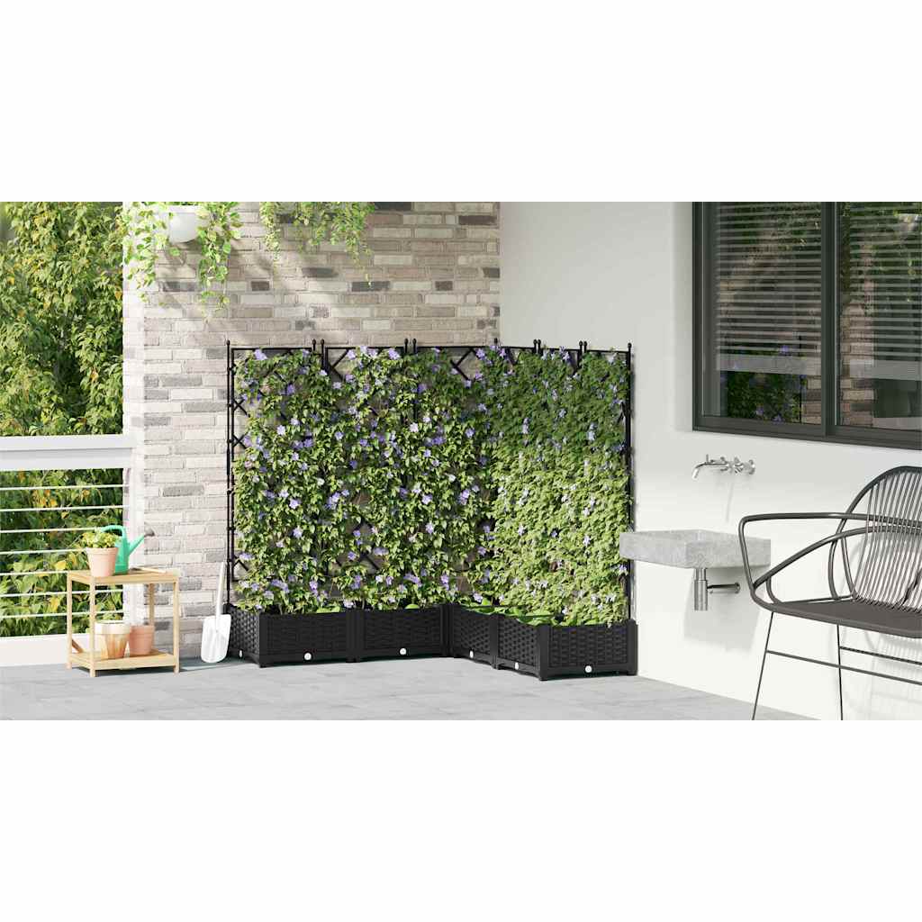 vidaXL Garden Planter 5 pcs Black 120 x 120 x 125.5 cm PP