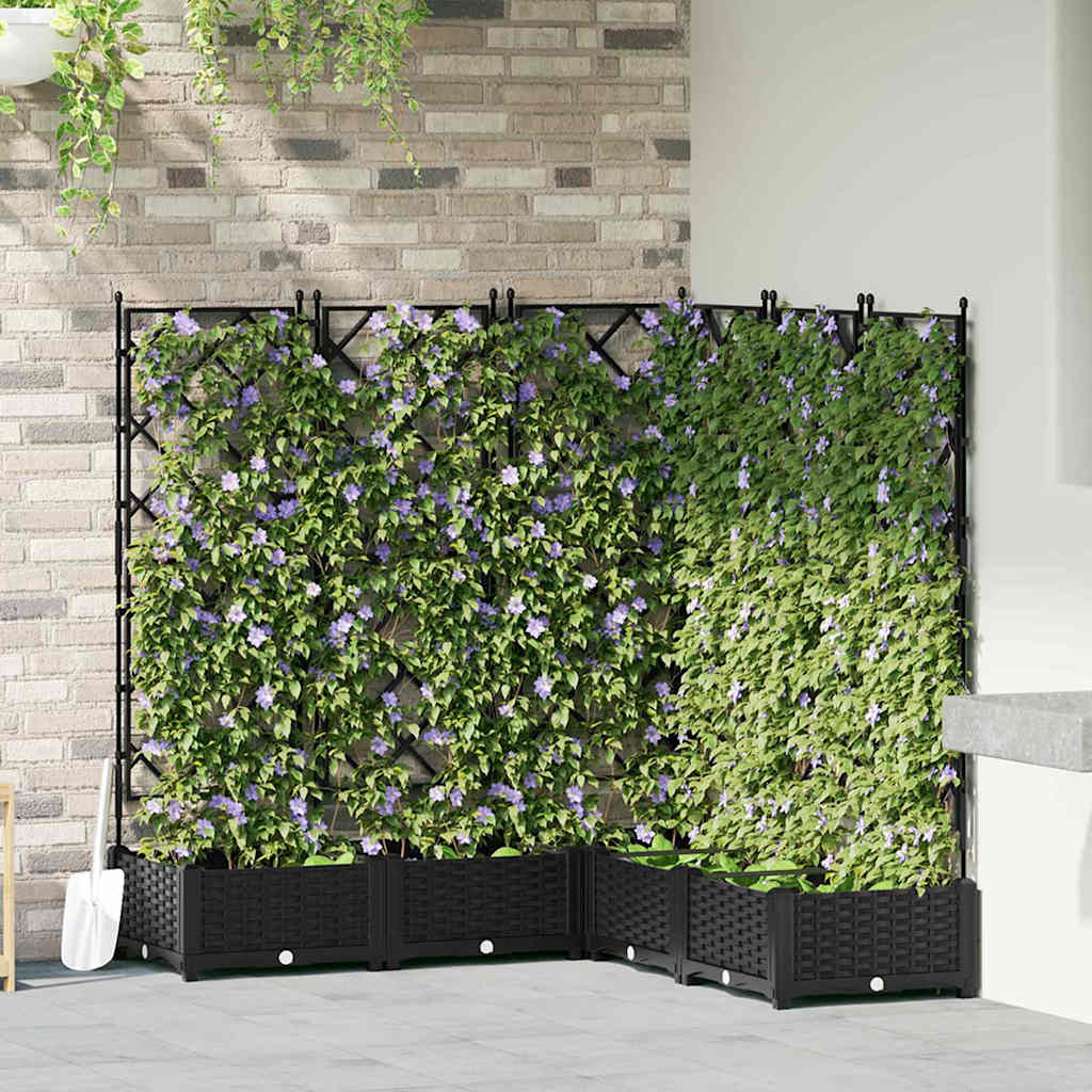 vidaXL Garden Planter 5 pcs Black 120 x 120 x 125.5 cm PP