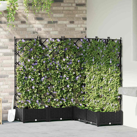 vidaXL Garden Planter 5 pcs Black 120 x 120 x 125.5 cm PP