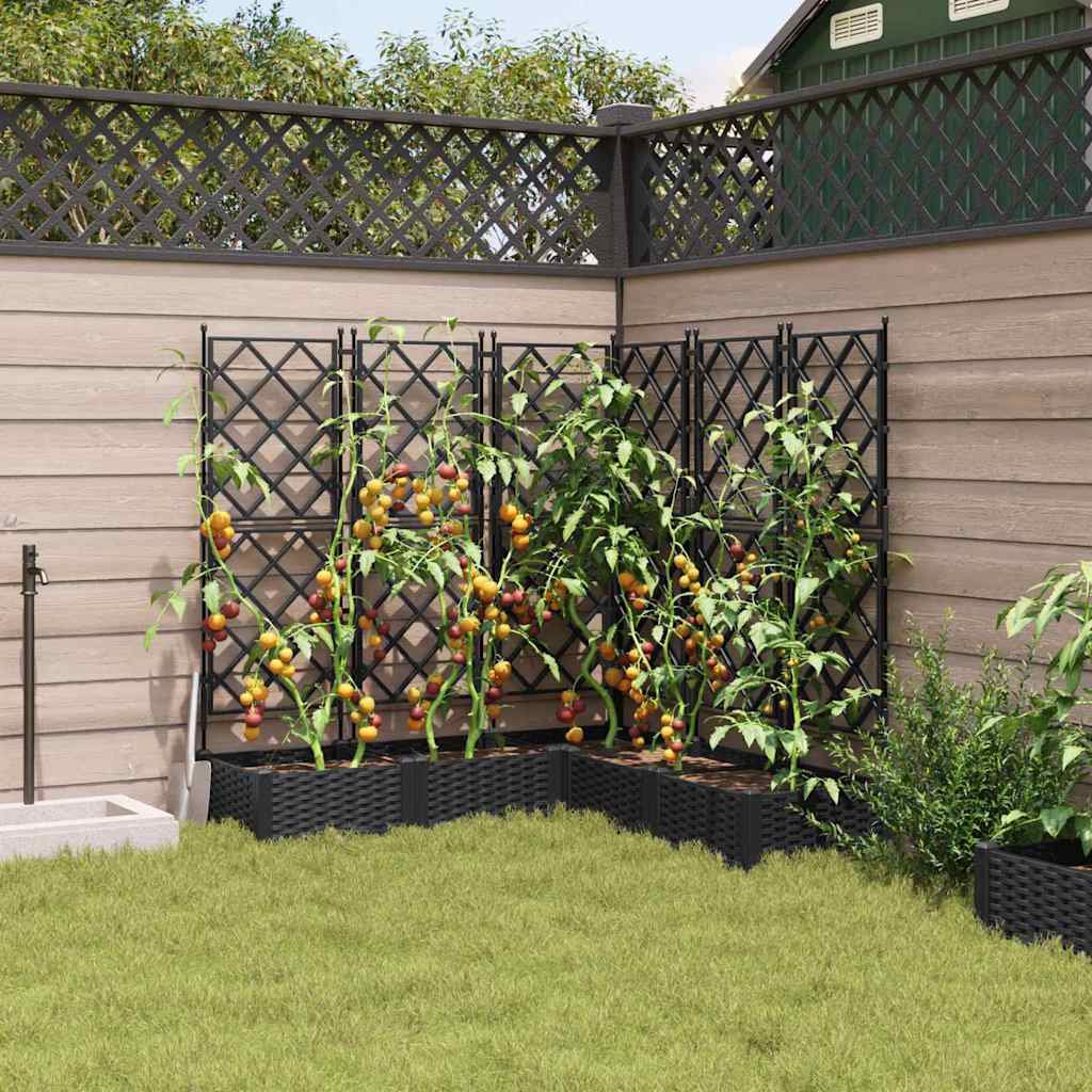 vidaXL Garden Planter 5 pcs Black 120 x 120 x 125.5 cm PP