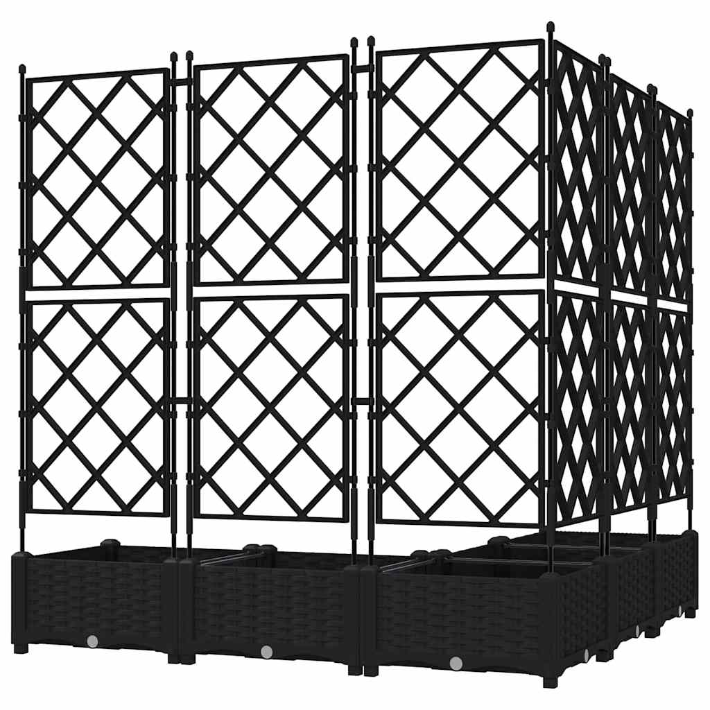 vidaXL Garden Planter 5 pcs Black 120 x 120 x 125.5 cm PP