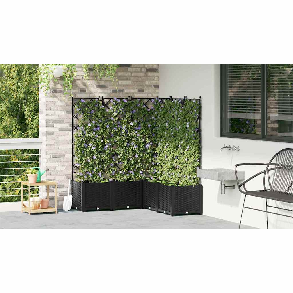 vidaXL Garden Planter 5 pcs Black 120 x 120 x 143 cm PP