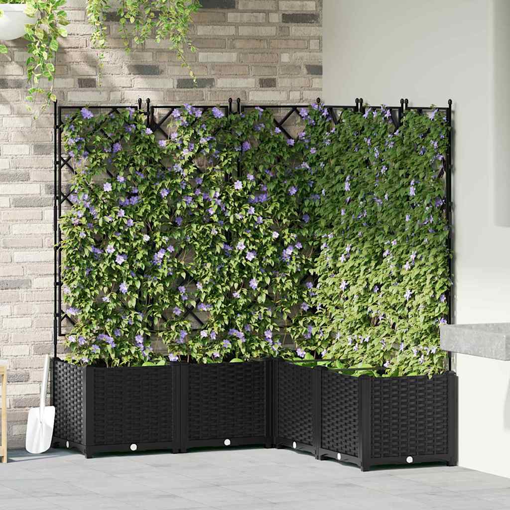 vidaXL Garden Planter 5 pcs Black 120 x 120 x 143 cm PP