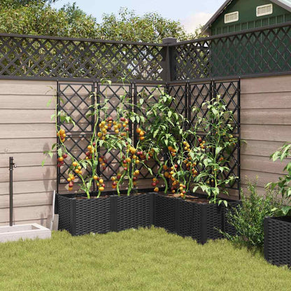 vidaXL Garden Planter 5 pcs Black 120 x 120 x 143 cm PP