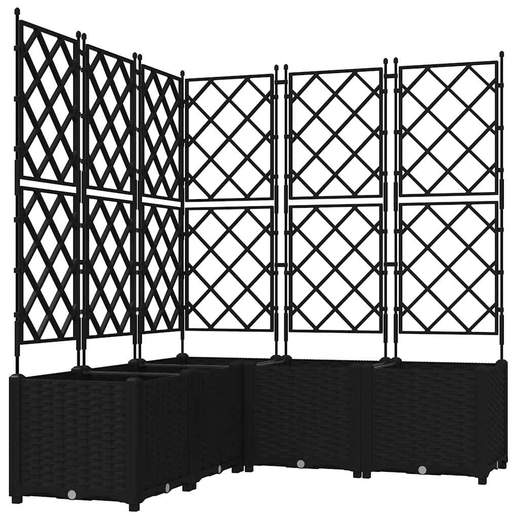 vidaXL Garden Planter 5 pcs Black 120 x 120 x 143 cm PP