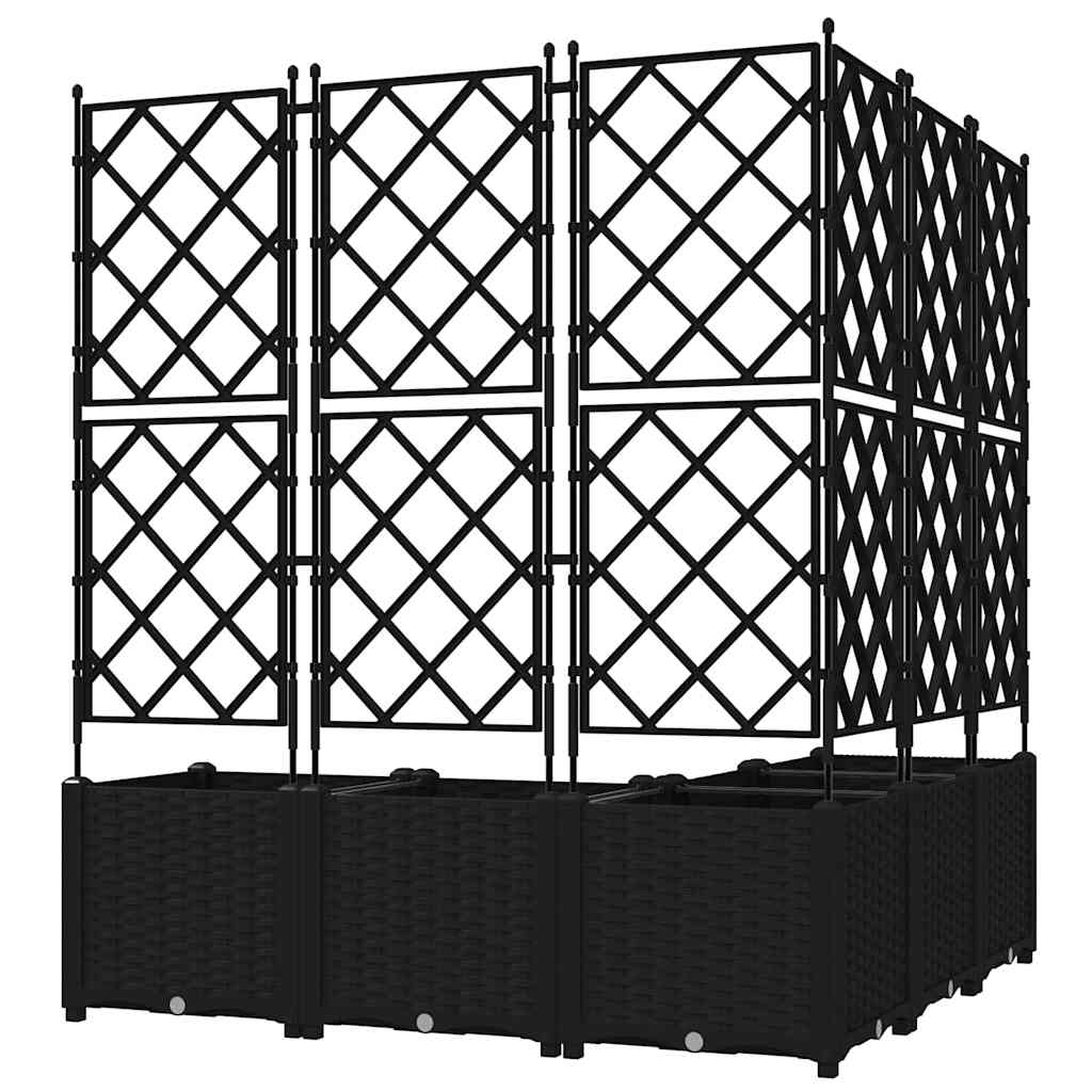 vidaXL Garden Planter 5 pcs Black 120 x 120 x 143 cm PP