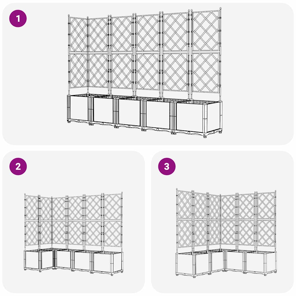 vidaXL Garden Planter 5 pcs Black 120 x 120 x 143 cm PP