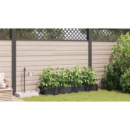 vidaXL Garden Planter 4 pcs Black 160 x 40 x 22 cm PP