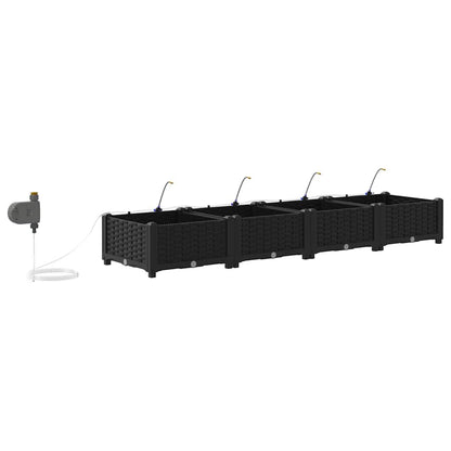 vidaXL Garden Planter 4 pcs Black 160 x 40 x 22 cm PP