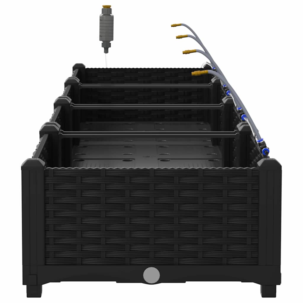 vidaXL Garden Planter 4 pcs Black 160 x 40 x 22 cm PP