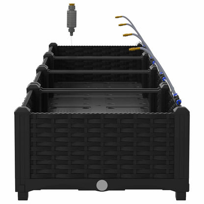 vidaXL Garden Planter 4 pcs Black 160 x 40 x 22 cm PP