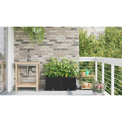 vidaXL Garden Planter 2 pcs Black 80 x 40 x 37.5 cm PP