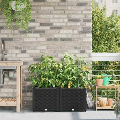 vidaXL Garden Planter 2 pcs Black 80 x 40 x 37.5 cm PP