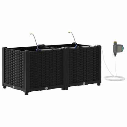 vidaXL Garden Planter 2 pcs Black 80 x 40 x 37.5 cm PP
