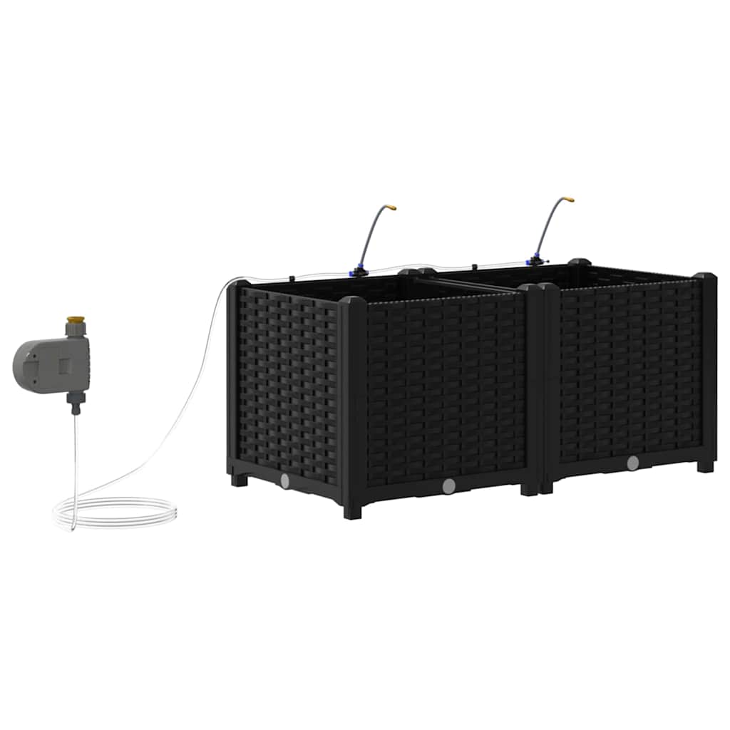 vidaXL Garden Planter 2 pcs Black 80 x 40 x 37.5 cm PP
