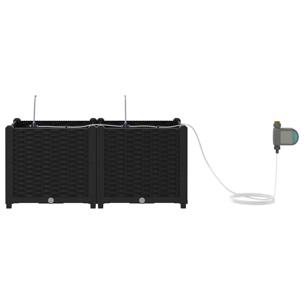 vidaXL Garden Planter 2 pcs Black 80 x 40 x 37.5 cm PP