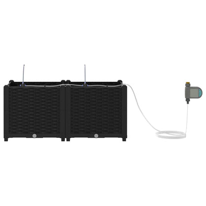 vidaXL Garden Planter 2 pcs Black 80 x 40 x 37.5 cm PP