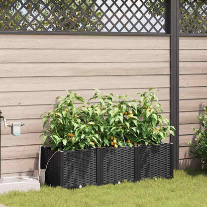 vidaXL Garden Planter 3 pcs Black 120 x 40 x 37.5 cm Plastic