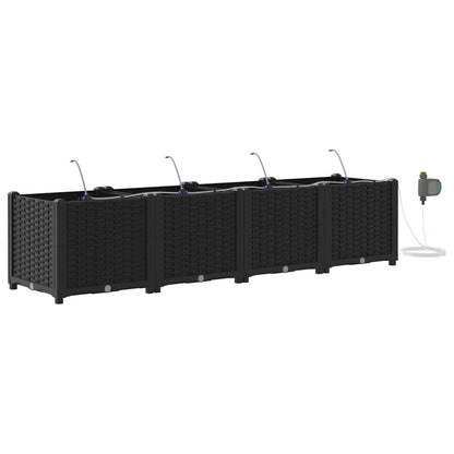 vidaXL Garden Planter 4 pcs Black 160 x 40 x 37.5 cm PP