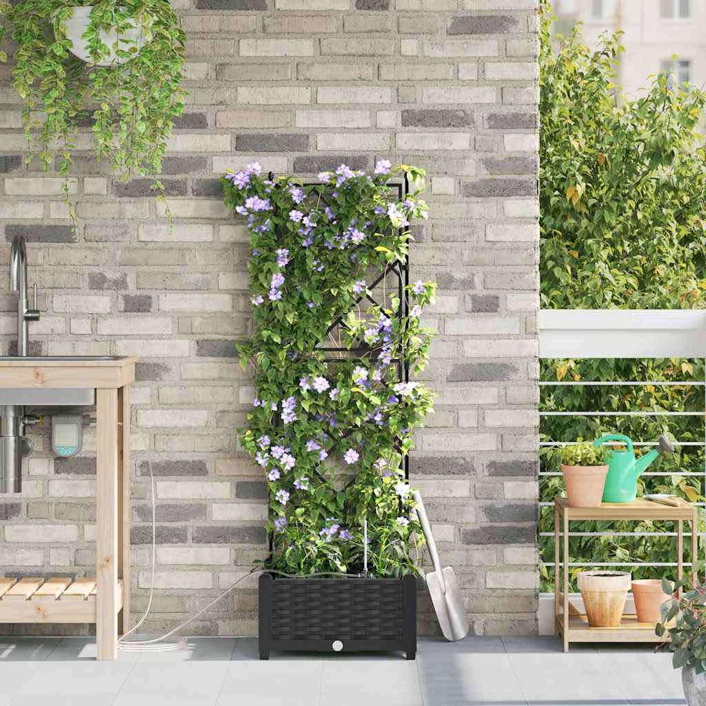 vidaXL Garden Planter Black 40 x 40 x 126 cm PP