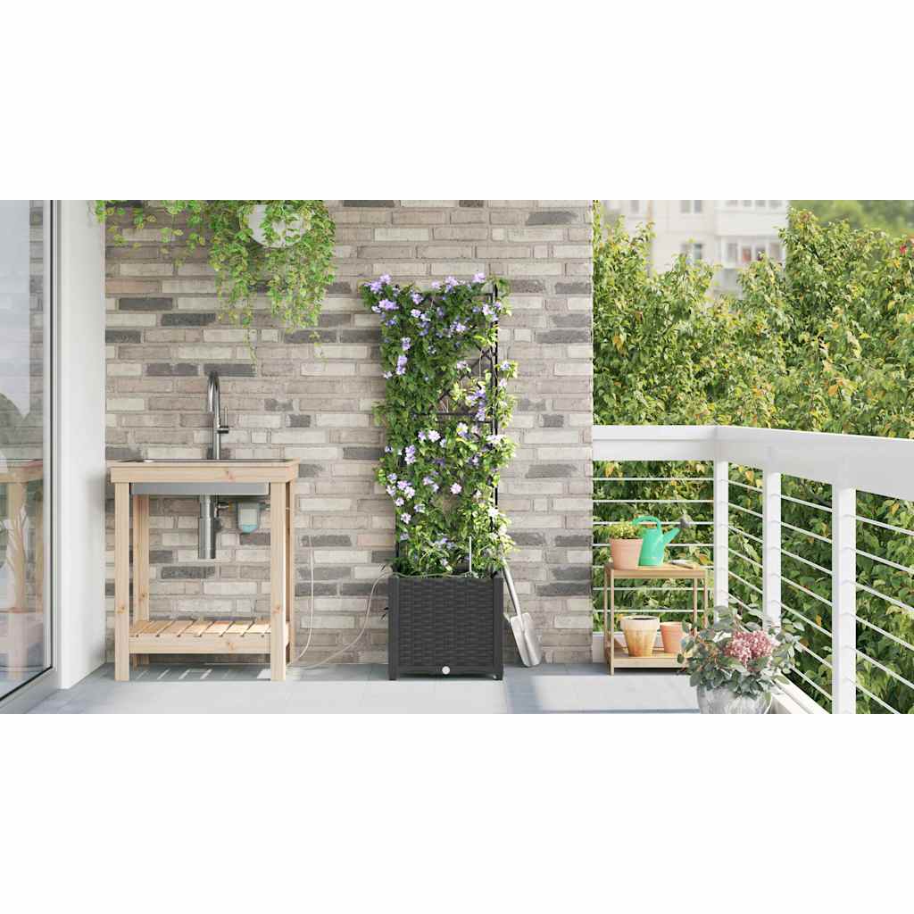 vidaXL Garden Planter Black 40 x 40 x 142 cm Plastic