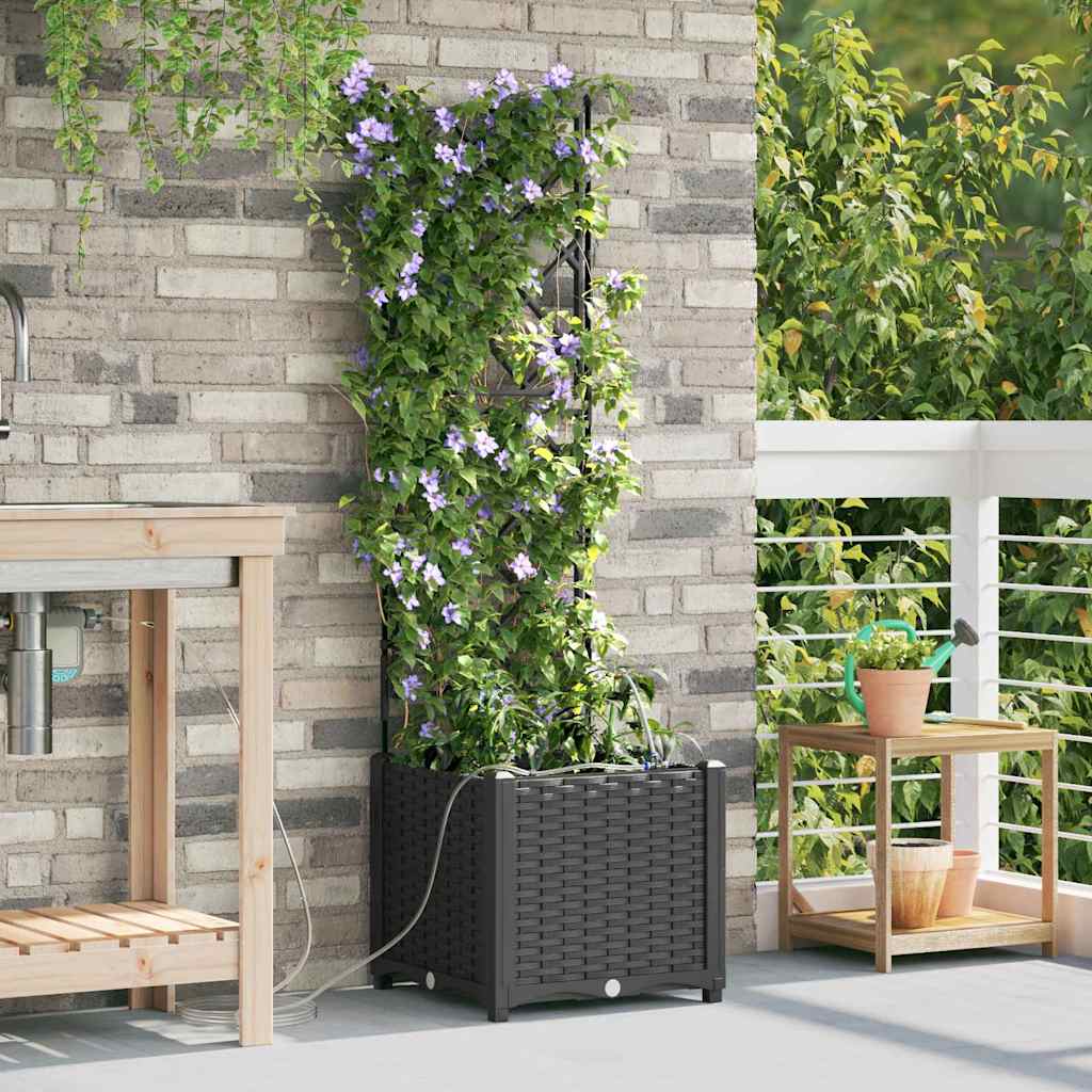 vidaXL Garden Planter Black 40 x 40 x 142 cm Plastic