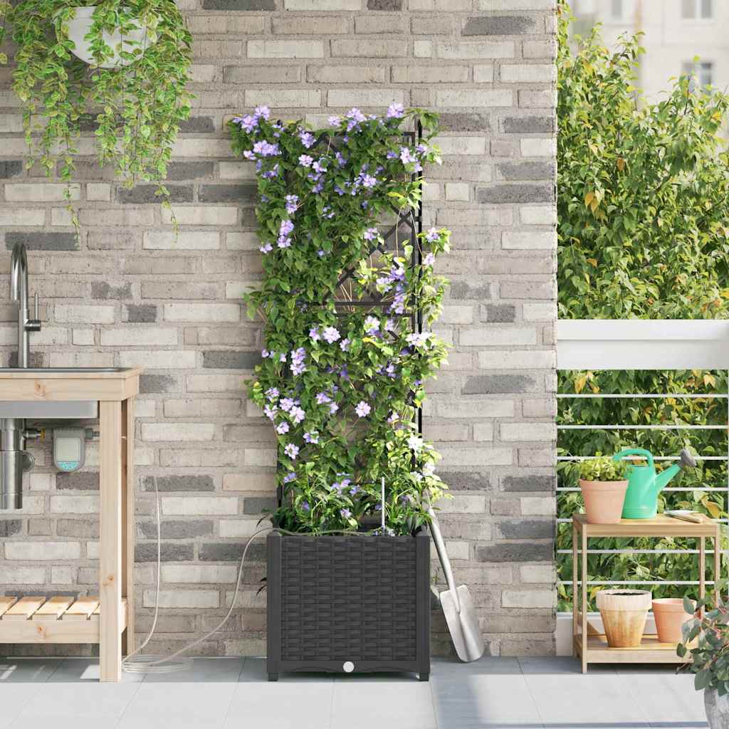 vidaXL Garden Planter Black 40 x 40 x 142 cm Plastic