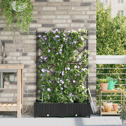 vidaXL Garden Planter 2 pcs Black 80 x 40 x 126 cm PP