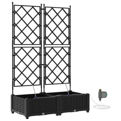 vidaXL Garden Planter 2 pcs Black 80 x 40 x 126 cm PP