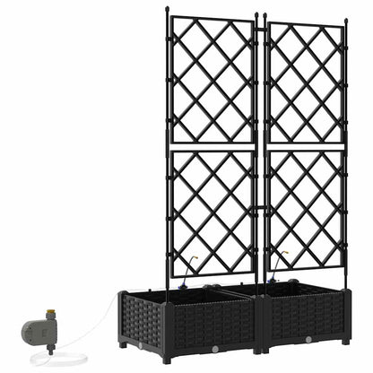 vidaXL Garden Planter 2 pcs Black 80 x 40 x 126 cm PP
