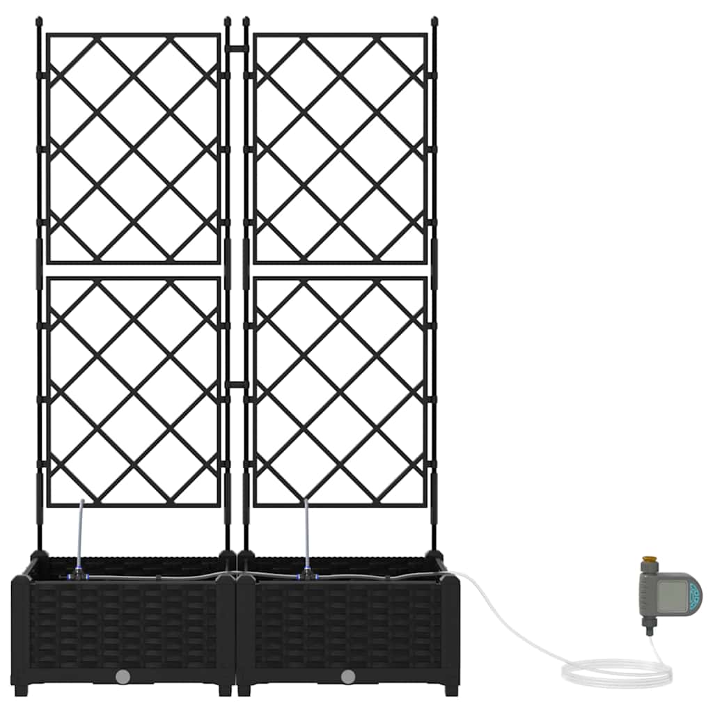 vidaXL Garden Planter 2 pcs Black 80 x 40 x 126 cm PP