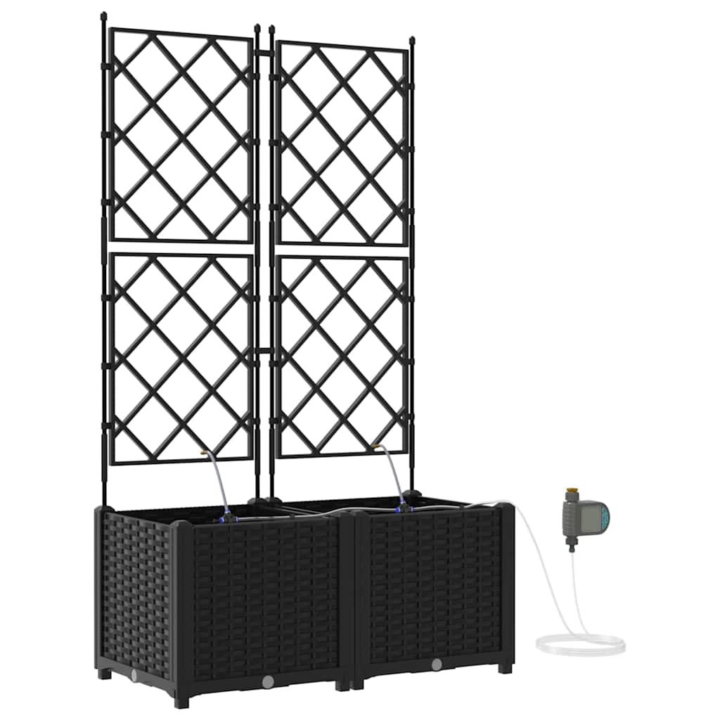 vidaXL Garden Planter 2 pcs Black 80 x 40 x 142 cm PP