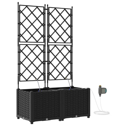vidaXL Garden Planter 2 pcs Black 80 x 40 x 142 cm PP